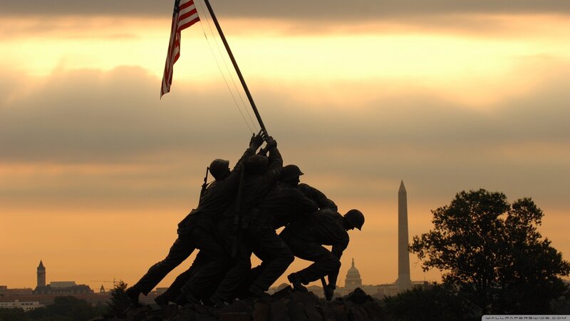 Iwo Jima Memorial Statue — Orange, Dramatic