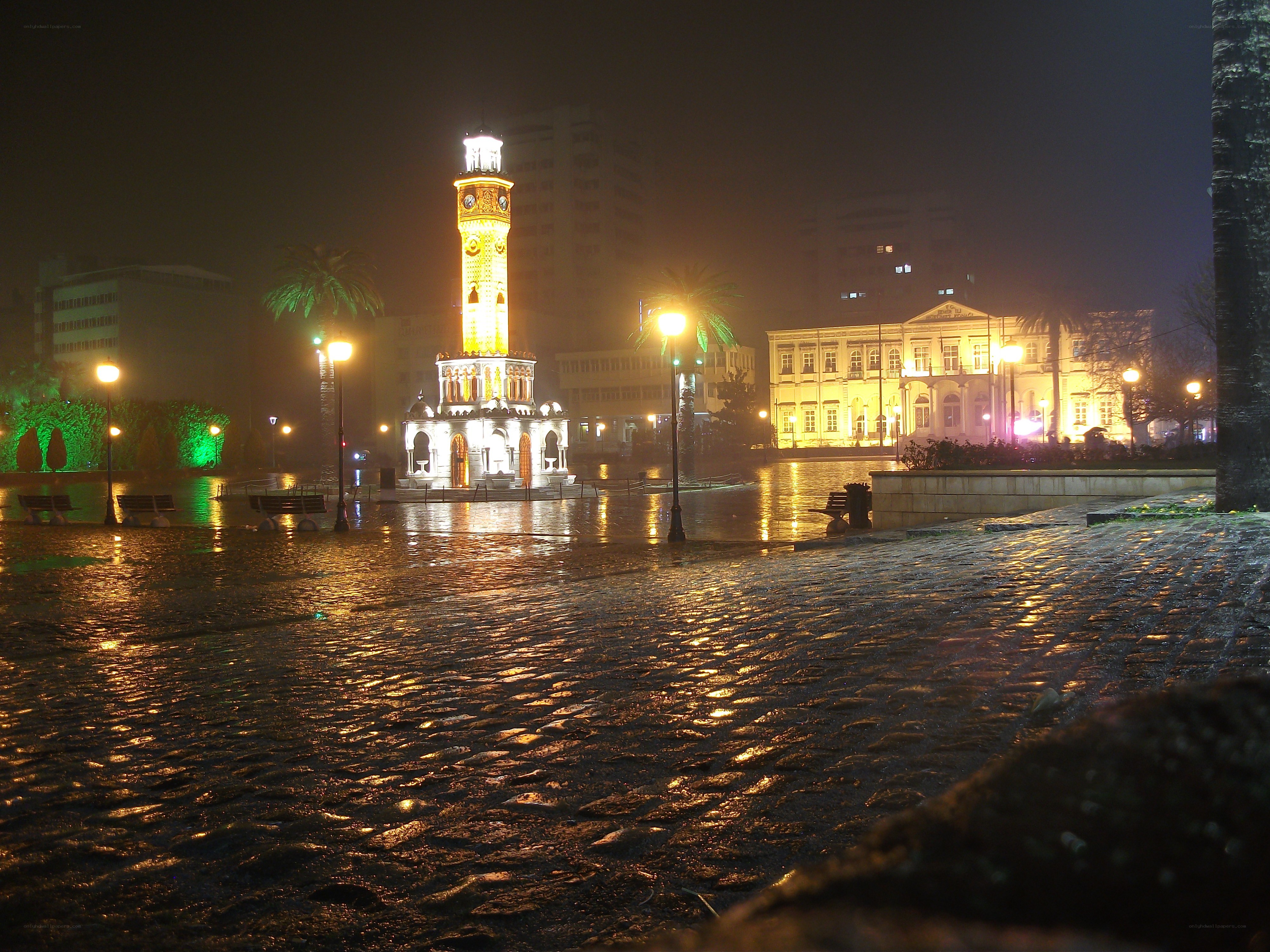 Izmir clock tower at night