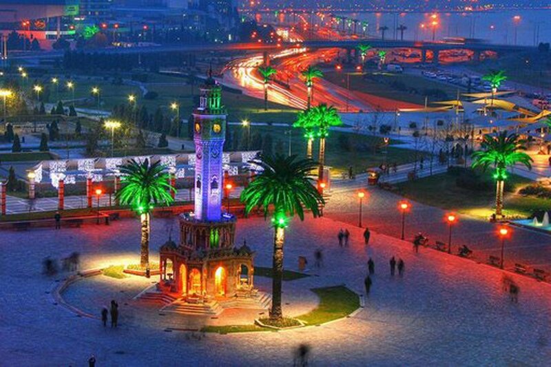 Izmir Clock Tower at night