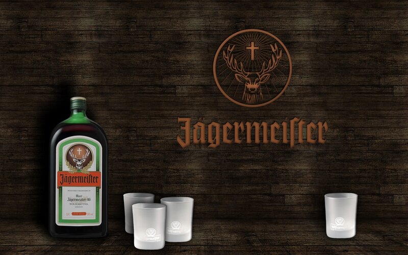 Jägermeister bottle and glasses