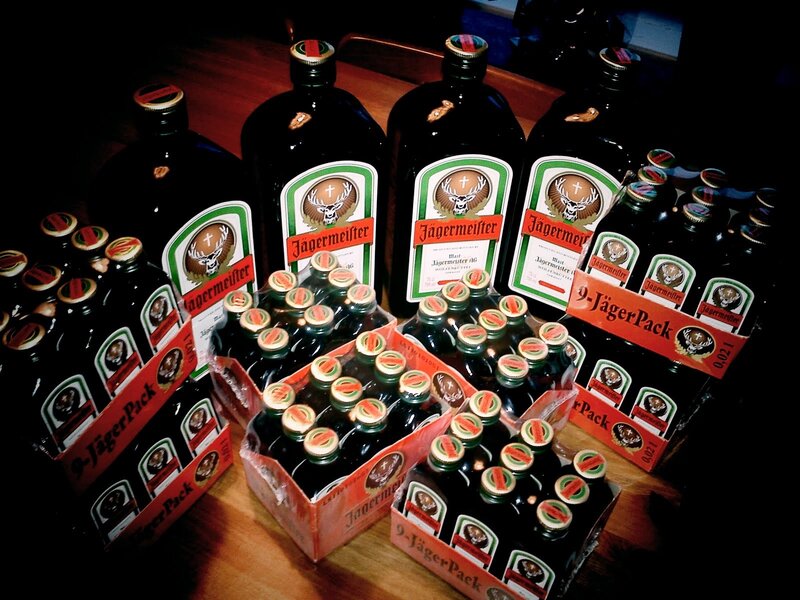 Jägermeister bottles and packs