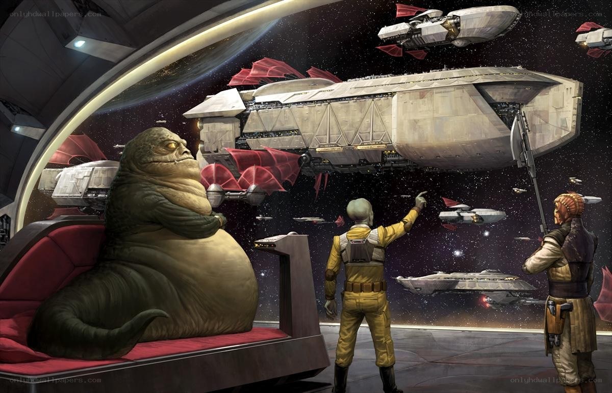 Jabba the Hutt on his ship