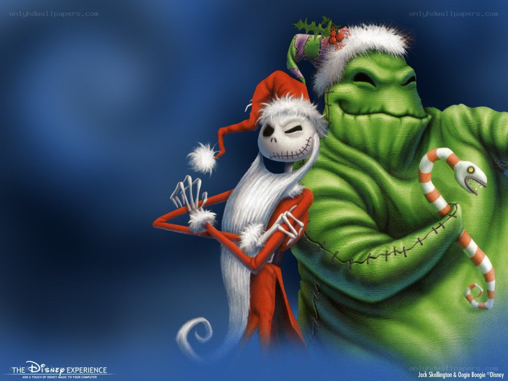 Jack and Oogie in Santa outfits