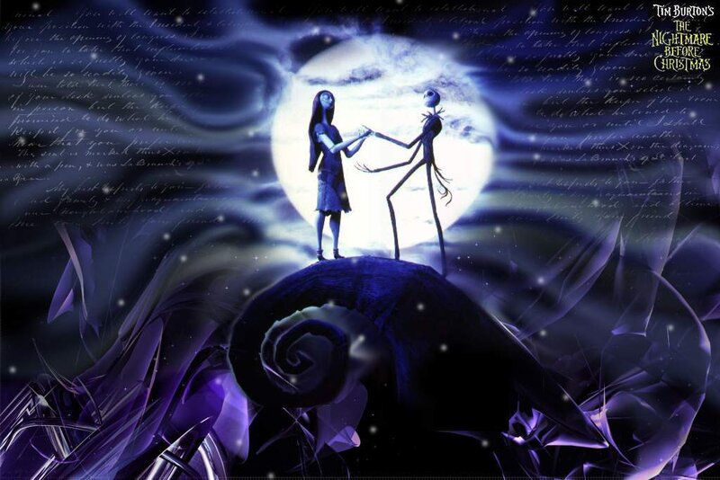 Jack and Sally dancing under the moon