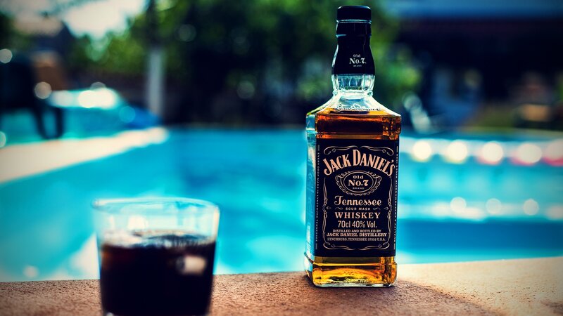Jack Daniel's Bottle and Drink — Blue