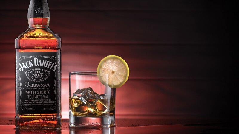 Jack Daniel's Bottle and Glass — Black, Dramatic