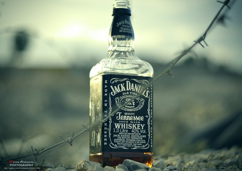 Jack Daniel's Bottle — Black, Dramatic, Sunset
