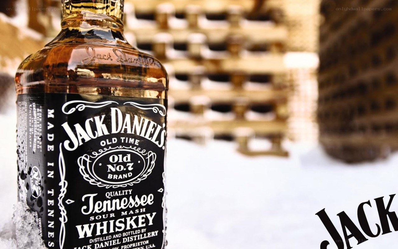 Jack Daniel's bottle in snow