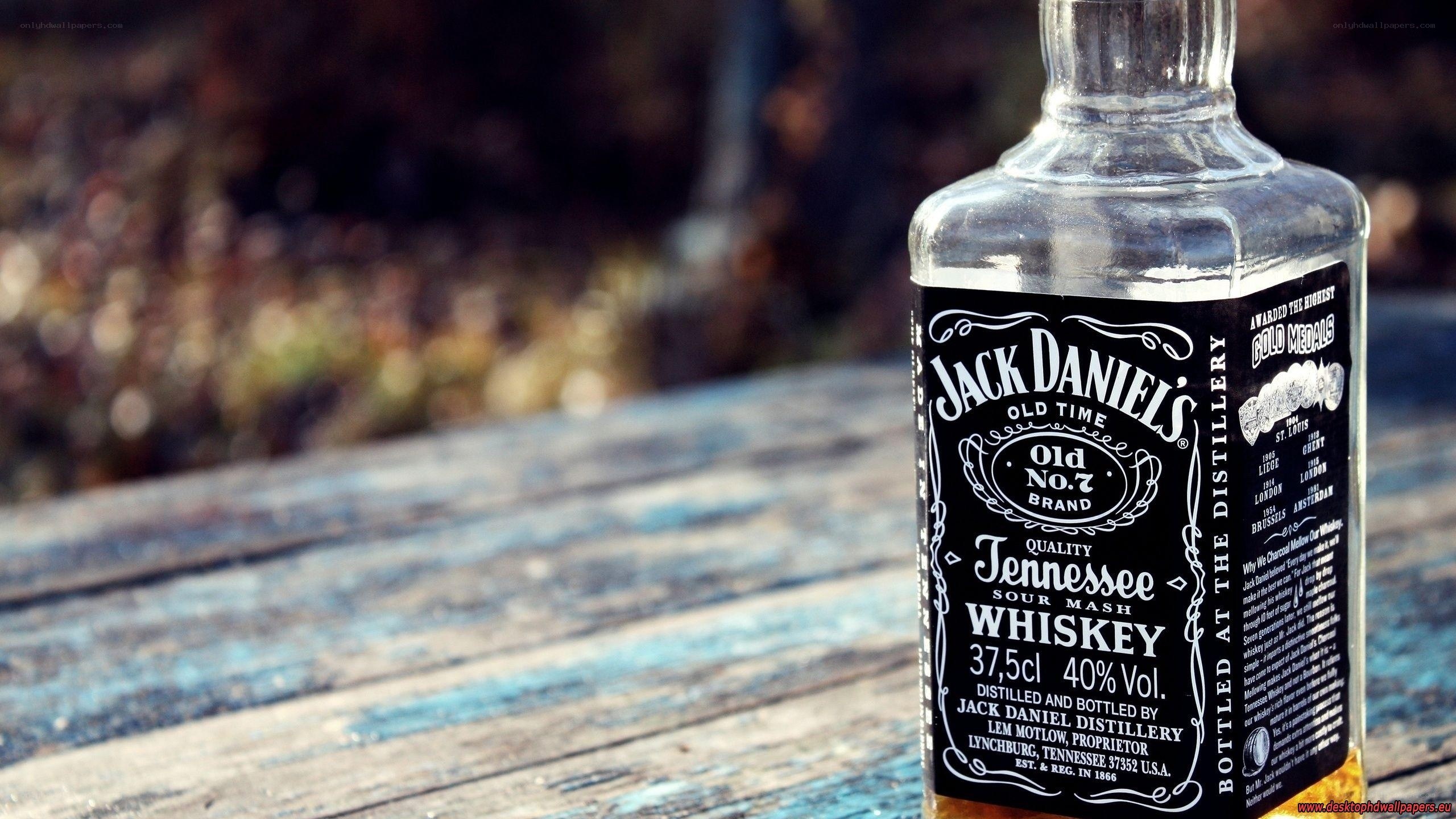 Jack Daniel's bottle on wooden table