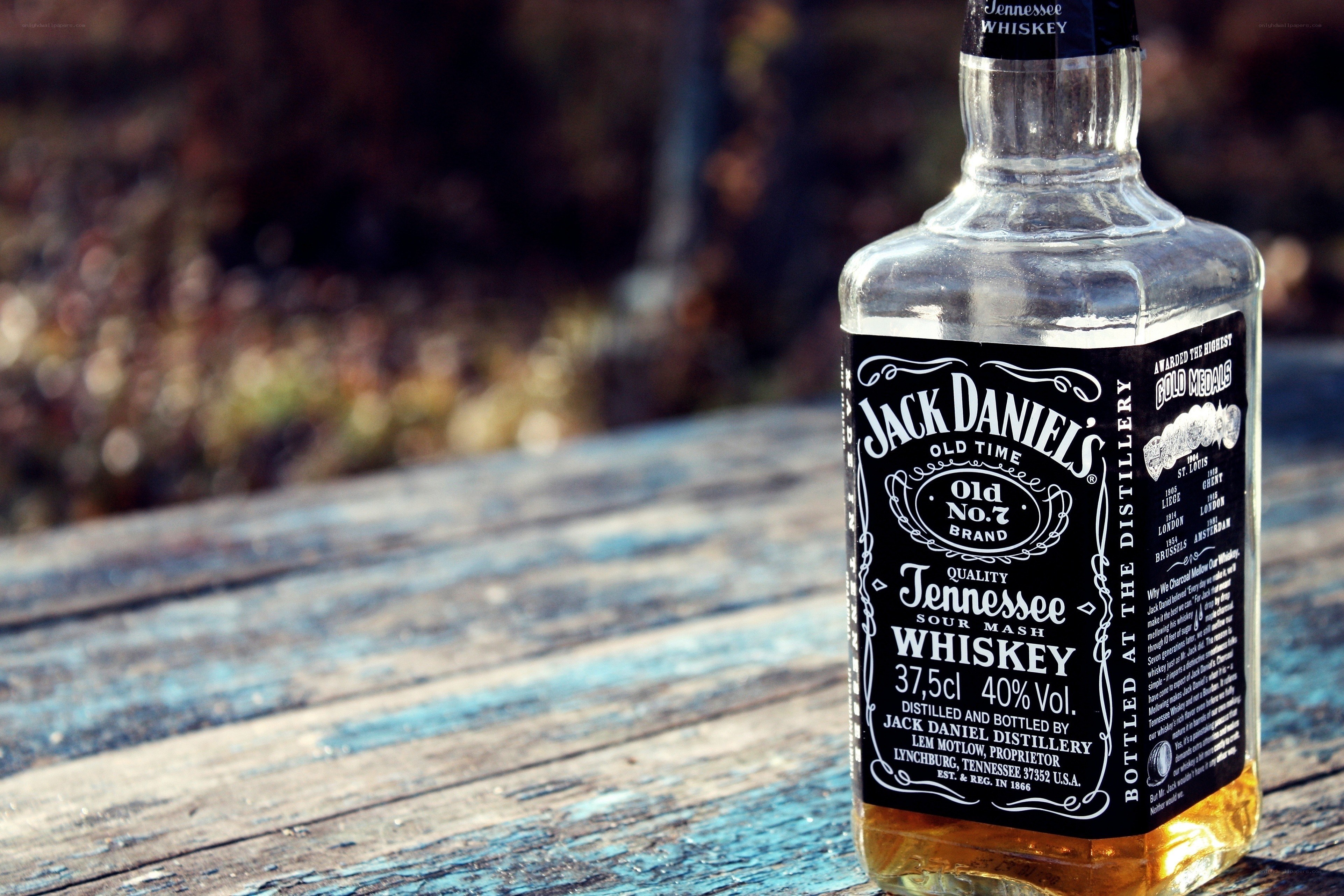 Jack Daniel's bottle on wooden table