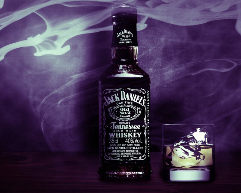 Jack Daniel's bottle with smoke