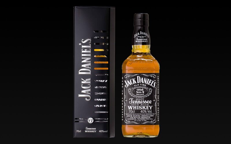 Jack Daniel's whiskey bottle and box