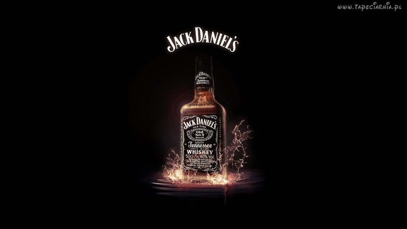 Jack Daniel's Whiskey Bottle — Black, Dramatic, Night