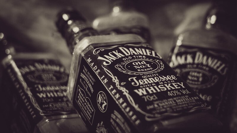 Jack Daniel's Whiskey Bottles — Black, Dramatic