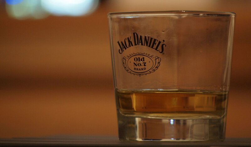 Jack Daniel's whiskey glass