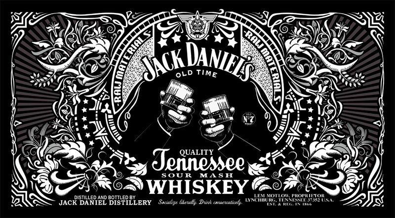 Jack Daniel's Whiskey Label — Black, Classic, Illustration