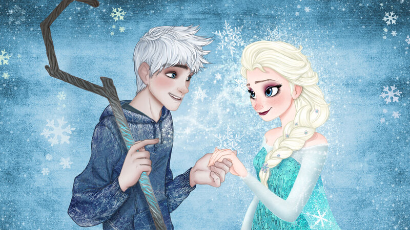 Jack Frost and Elsa Holding Hands