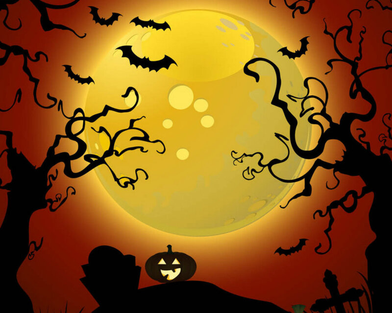 Jack-o'-lantern in Graveyard — Orange