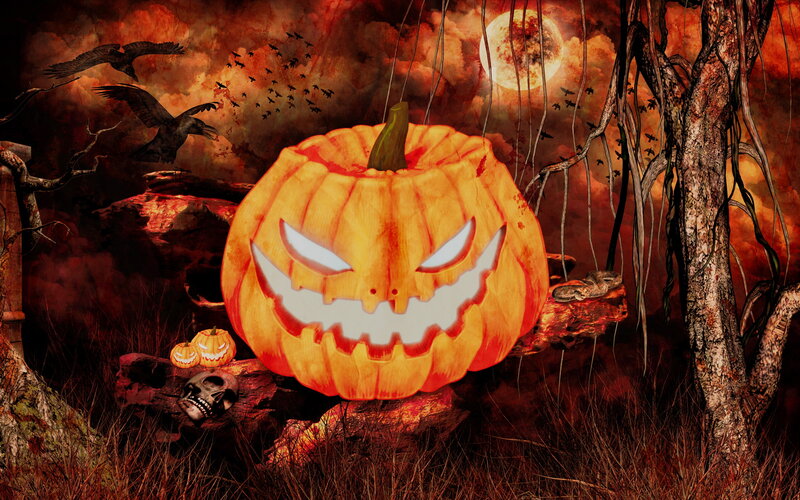 Jack-o'-lantern in Graveyard