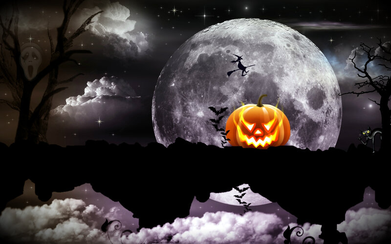 Jack-o'-lantern on Cliff