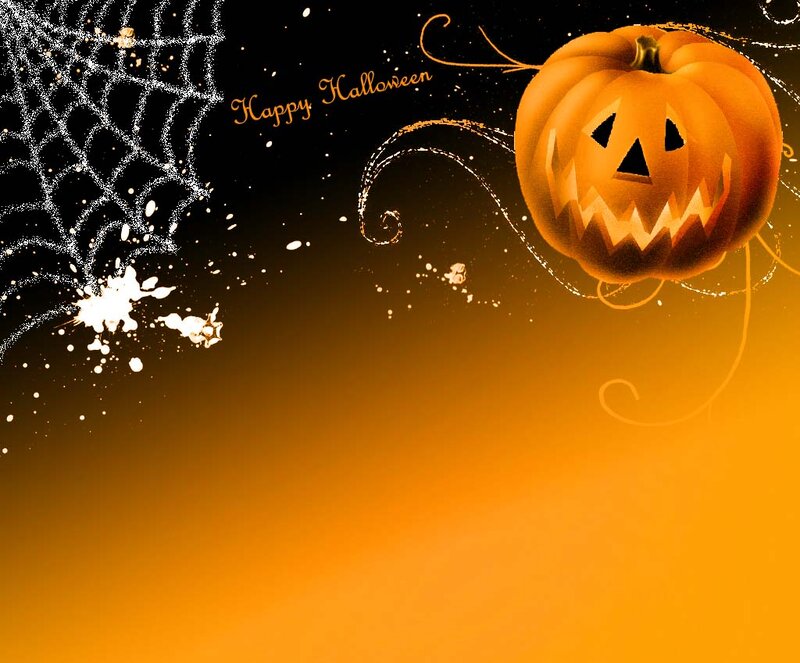 Jack-o'-lantern Pumpkin — Orange, Festive, Night, Digital Art