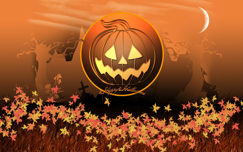 Jack-o'-lantern Pumpkin — Orange, Spooky, Night, Digital Art, Moon