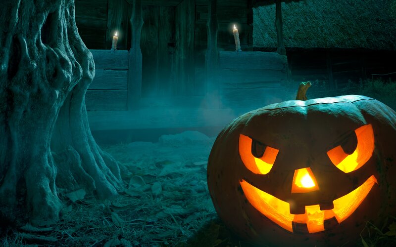 Jack-o'-lantern Pumpkin — Orange, Spooky, Night, Photograph