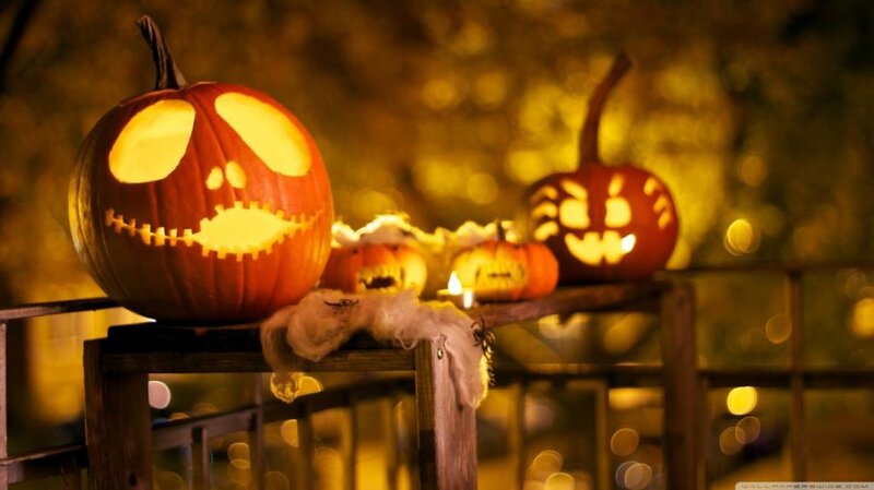 Jack-o'-lantern Pumpkins — Orange, Creepy, Night