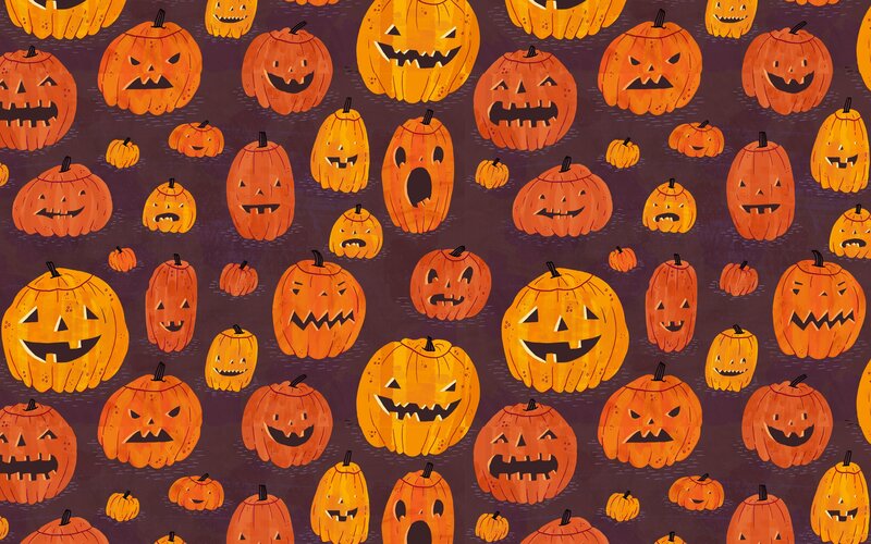 Jack-o'-lantern Pumpkins — Orange, Festive, Night, Illustration