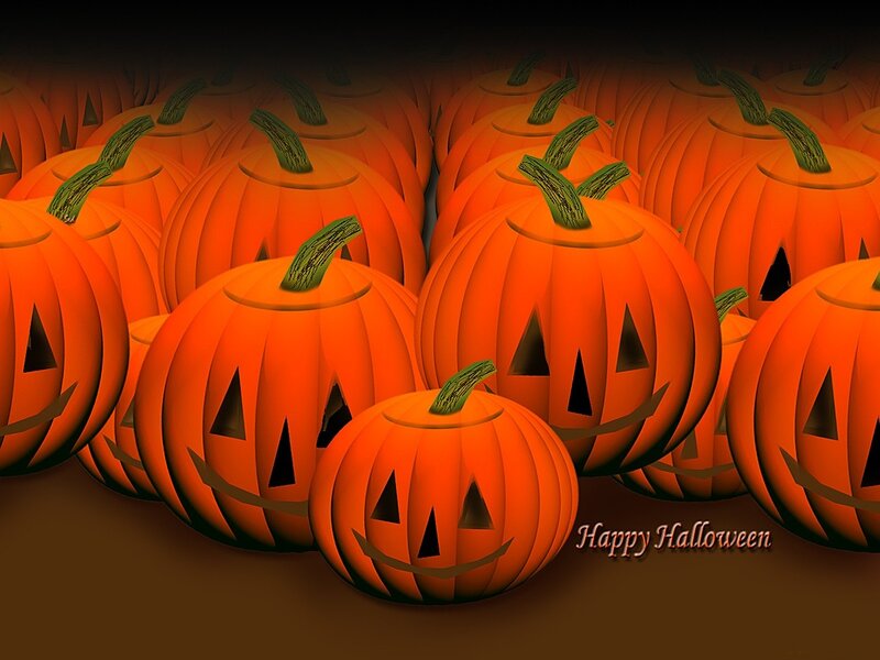 Jack-o'-lantern Pumpkins — Orange, Festive, Night