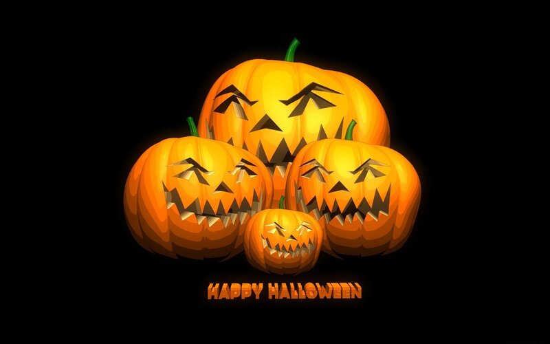 Jack-o'-lantern Pumpkins — Orange, Spooky, Night