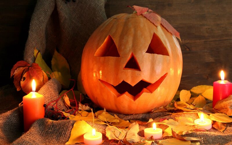 Jack-o'-lantern with Candles — Orange, Festive