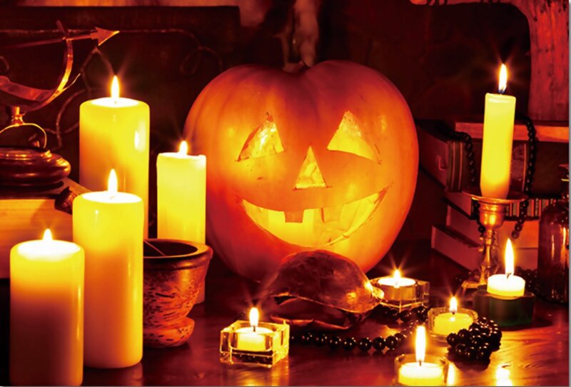 Jack-o'-lantern with Candles — Orange