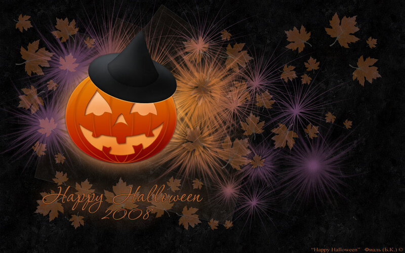 Jack-o'-lantern with Witch Hat — Black