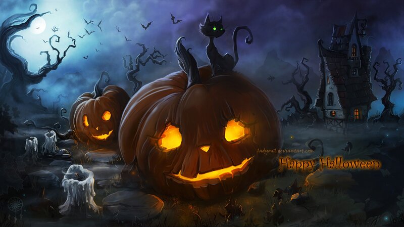 Jack-o'-lanterns and Black Cat — Orange