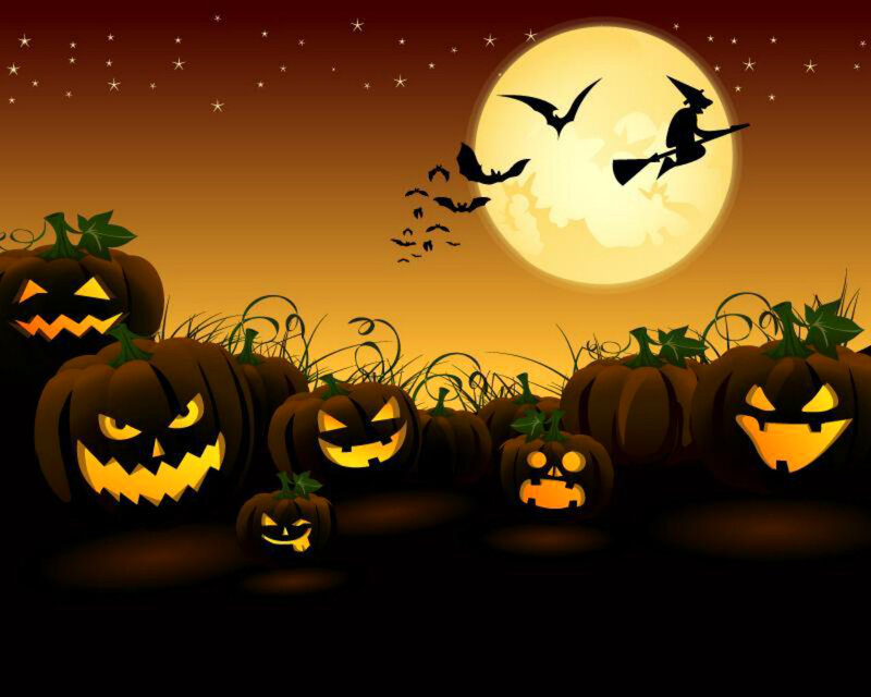 Jack-o'-lanterns in Field — Orange