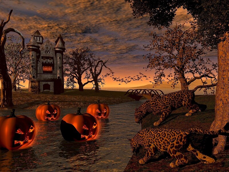 Jack-o'-lanterns in Water
