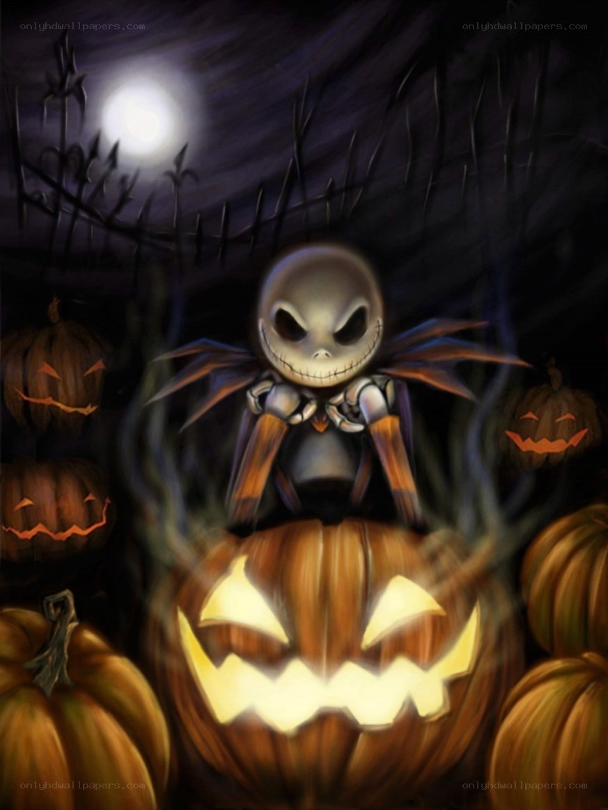 Jack Skellington among pumpkins