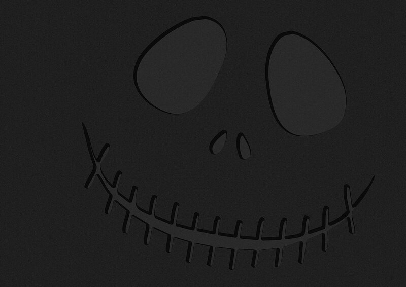 Jack Skellington Face — Black, Creepy, Digital Art