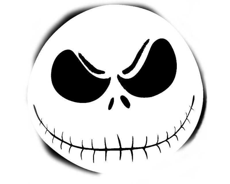 Jack Skellington Face — Black, Creepy, Vector Art, Eyes, Nose