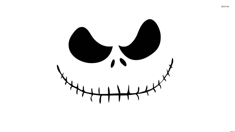 Jack Skellington Face — Black, Creepy, Vector Art