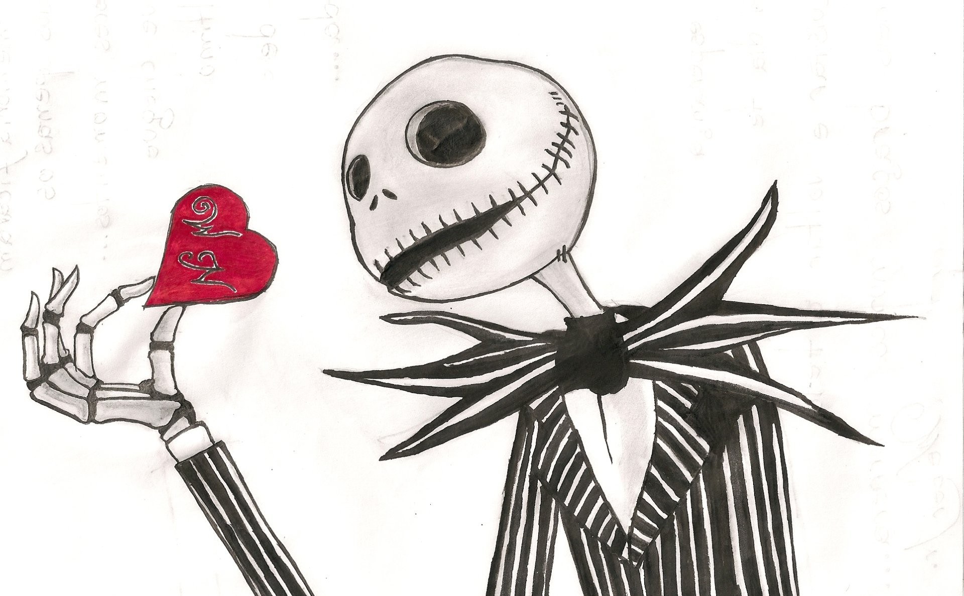Jack Skellington holding a heart