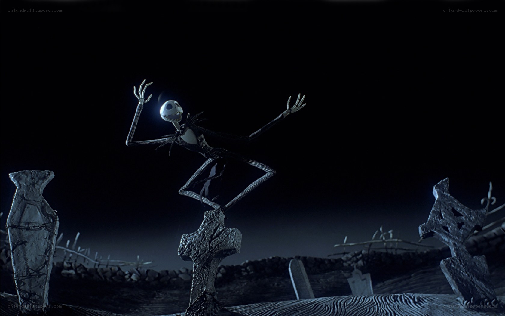 Jack Skellington in the graveyard