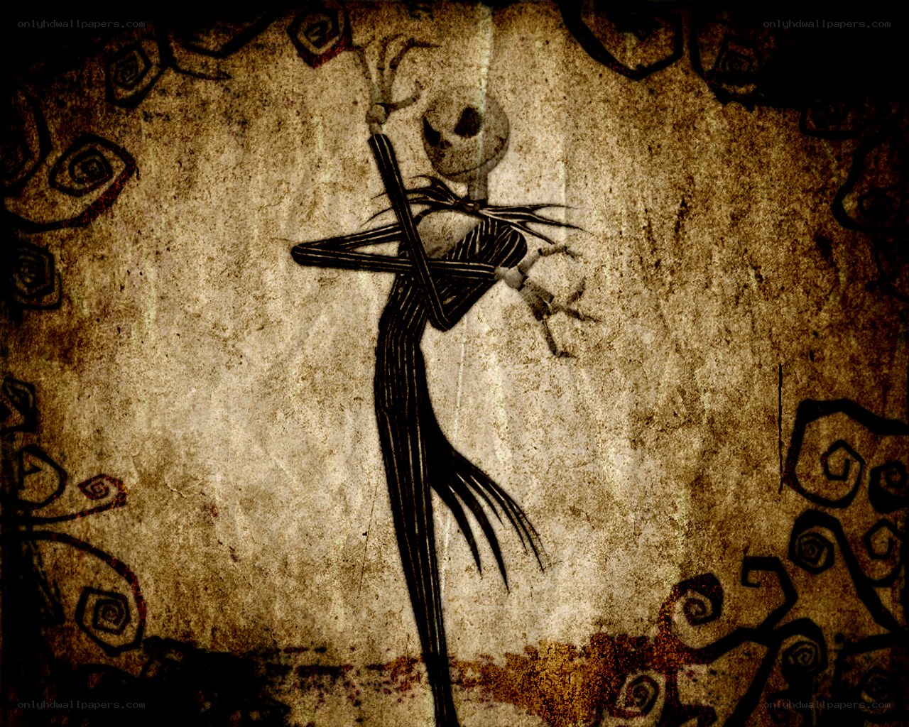 Jack Skellington on old paper