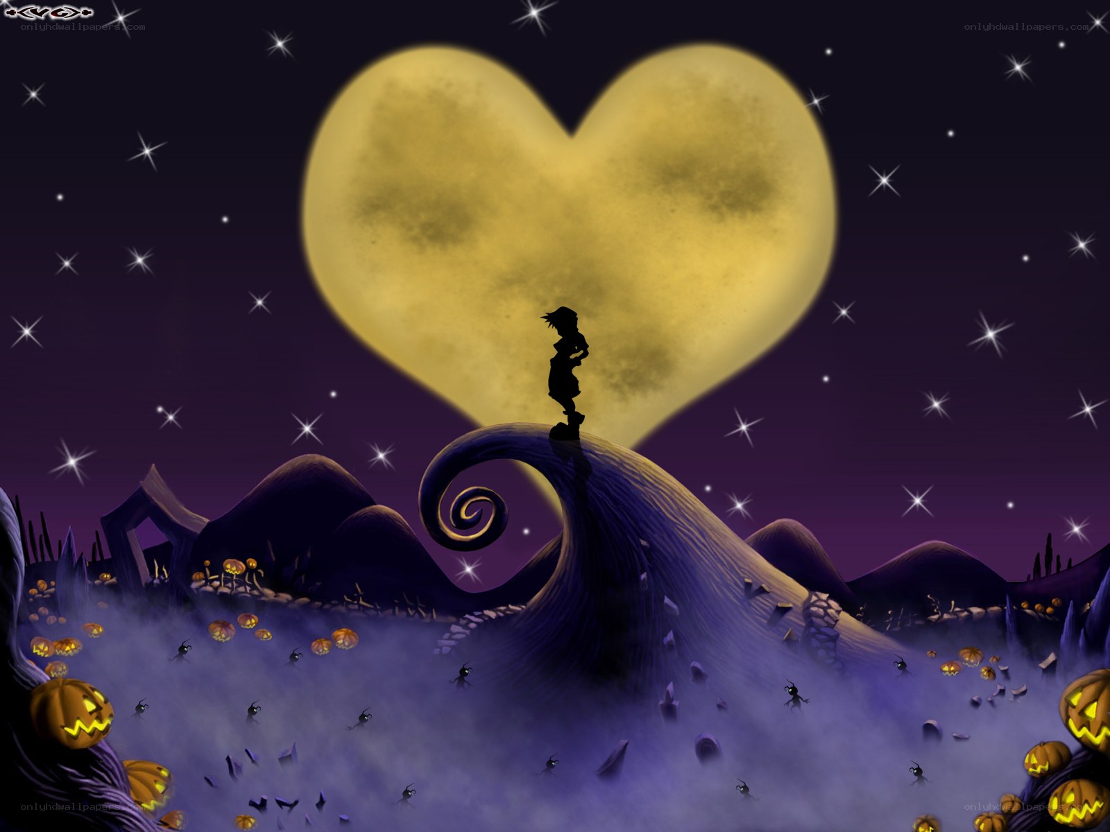 Jack Skellington under heart moon