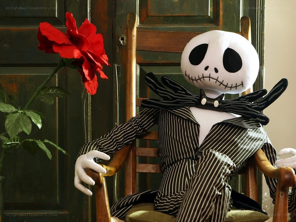 Jack Skellington with red rose