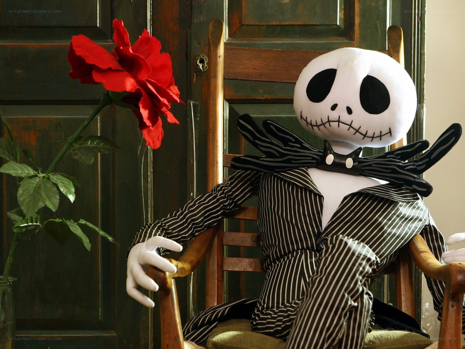 Jack Skellington with red rose