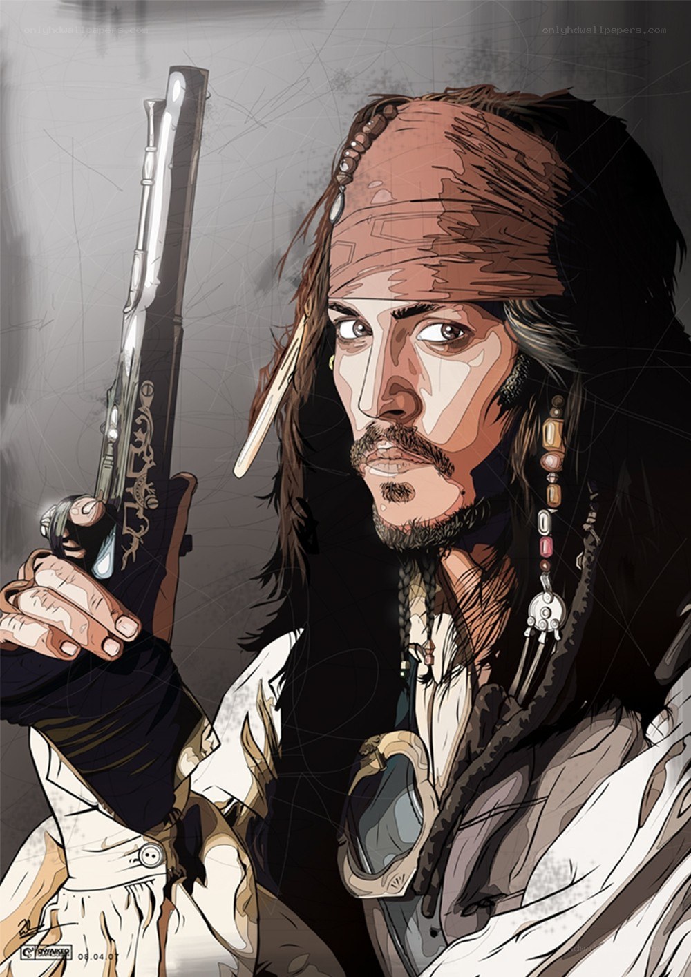 Jack Sparrow holding a pistol