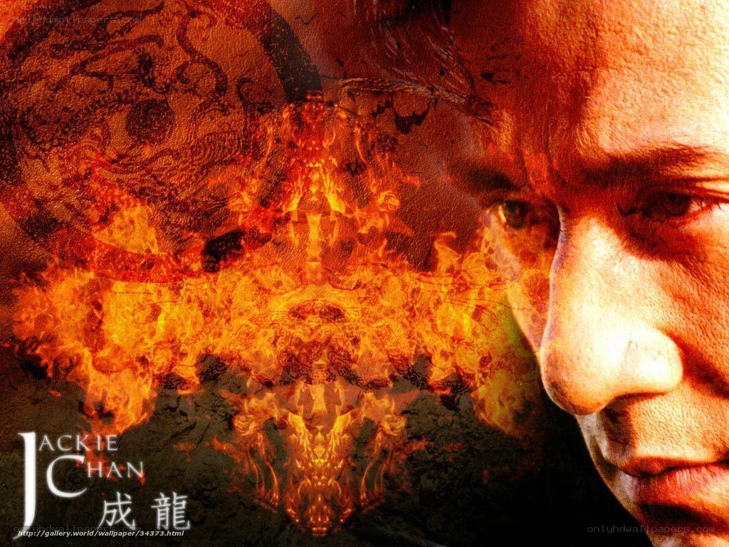Jackie Chan fiery portrait