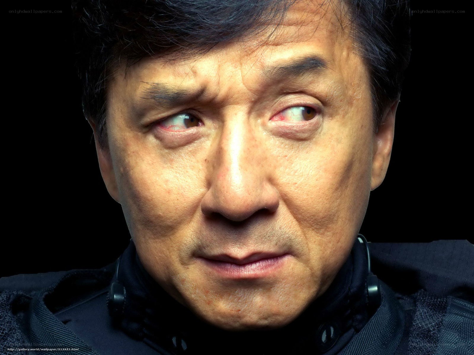 Jackie Chan with red eyes